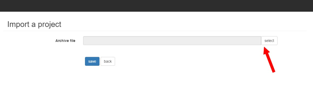 Import project dialog in bibisco