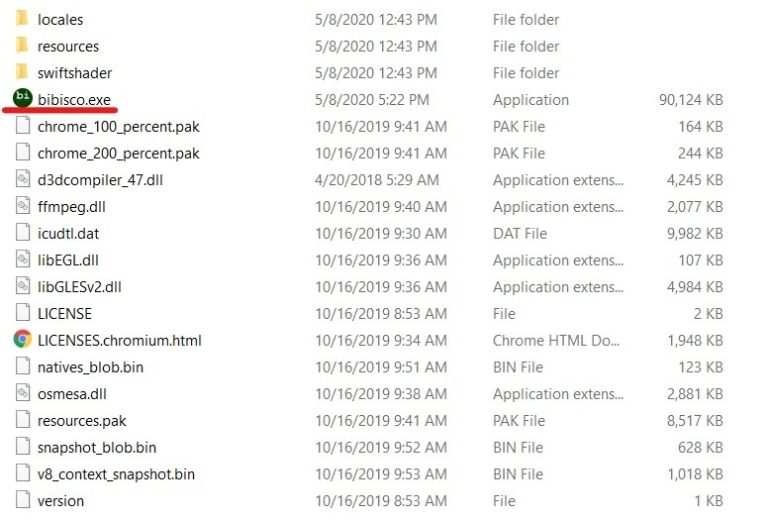bibisco.exe with correct icon after extracting zip